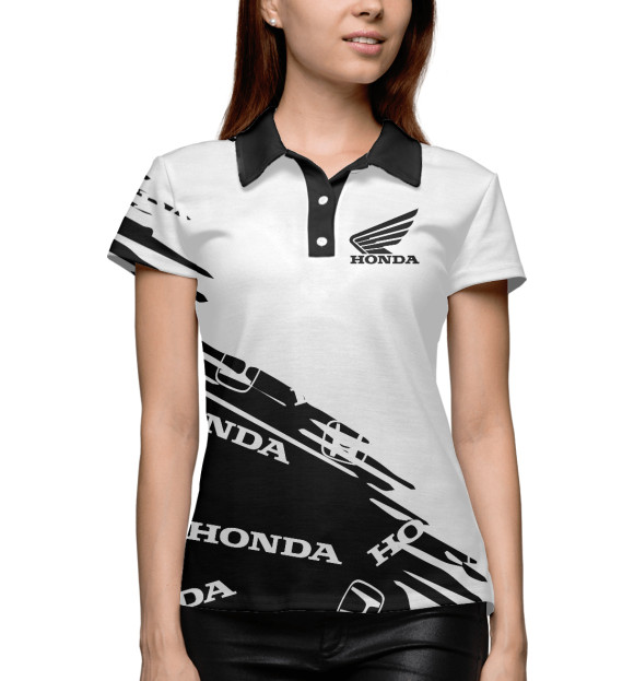 Женское поло с изображением Honda цвета Белый