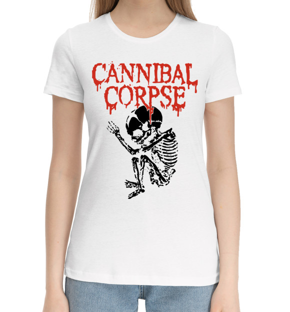 Женская хлопковая футболка с изображением Cannibal Corpse цвета Белый