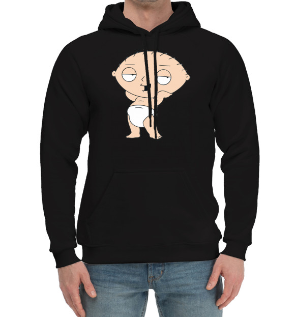 Мужской хлопковый худи с изображением Family Guy цвета Черный