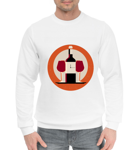 Мужской хлопковый свитшот с изображением Время для Вина цвета Белый