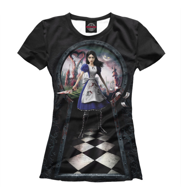 Женская футболка с изображением Alice: Madness Returns цвета Белый