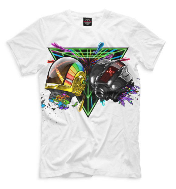 Мужская футболка с изображением Daft Punk цвета Белый