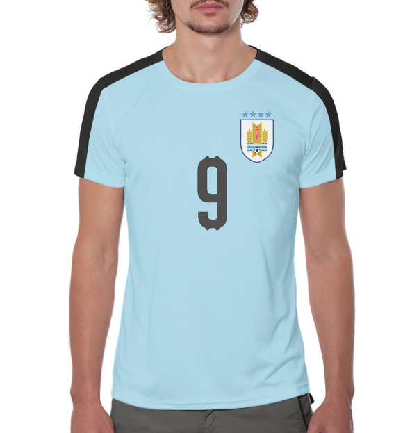 Мужская футболка с изображением Сборная Уругвая – Суарез цвета Белый