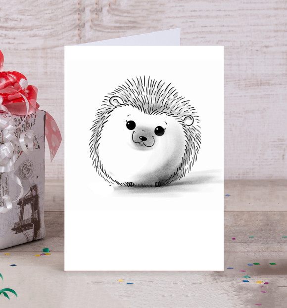 Открытка с притом Ежики цвета Белый Открытка с изображением Ежики цвета Белый