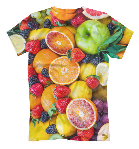 Мужская футболка с изображением фруктовый винегрет цвета Белый