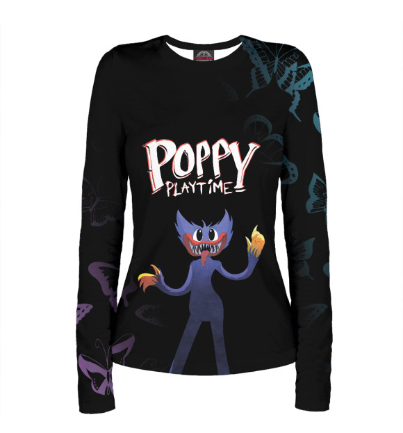 Женский лонгслив с изображением Poppy Playtime цвета Белый
