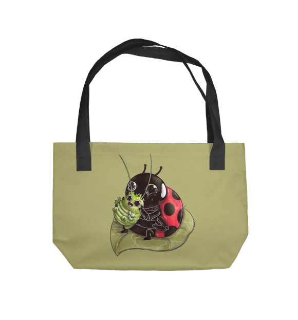 Пляжная сумка с изображением Милая Божья коровка цвета 