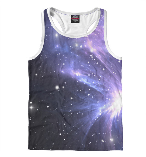 Мужская майка-борцовка с изображением Звёздное небо цвета Белый