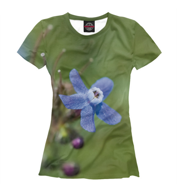 Футболка для девочек с изображением Цветок незабудка цвета Белый