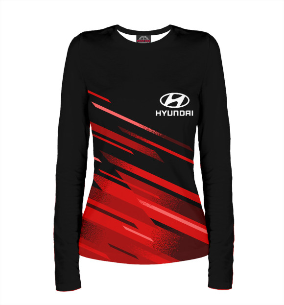 Женский лонгслив с изображением Хендай, Hyundai цвета Белый