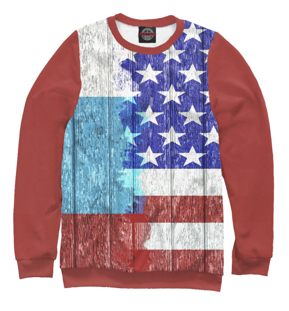 Свитшот для мальчиков с изображением Россия&США цвета Белый