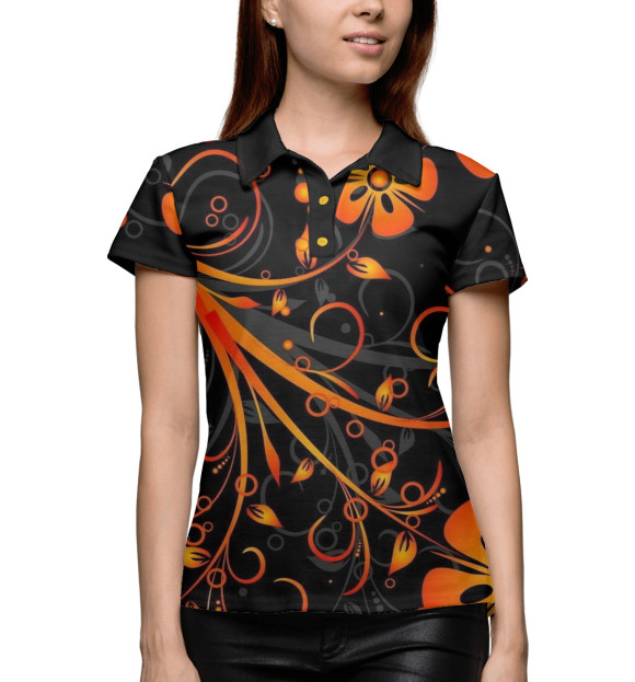 Женское поло с изображением Цветы цвета Белый