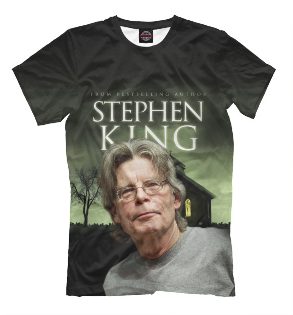 Мужская футболка с изображением Стивен Кинг цвета Молочно-белый