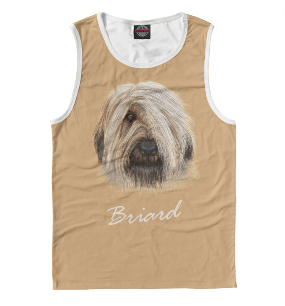 Мужская майка с изображением Briard цвета Белый