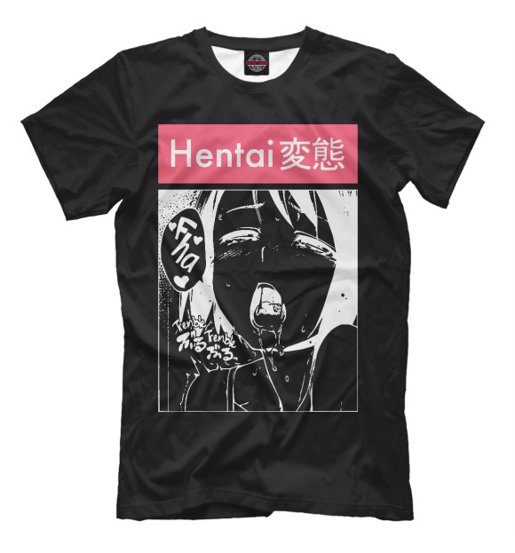 Мужская футболка с изображением Hentai цвета Черный