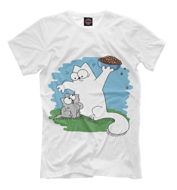 Мужская футболка с изображением Feed Simon цвета Молочно-белый