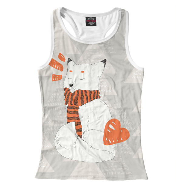 Женская майка-борцовка с изображением Cute Fox цвета Белый