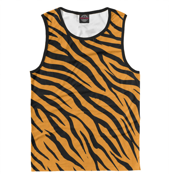 Мужская майка с притом Текстура плосатого тигра цвета Белый Мужская майка с изображением Текстура плосатого тигра цвета Белый