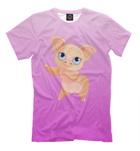 Мужская футболка с изображением Танцующая свинка цвета Светло-сиреневый