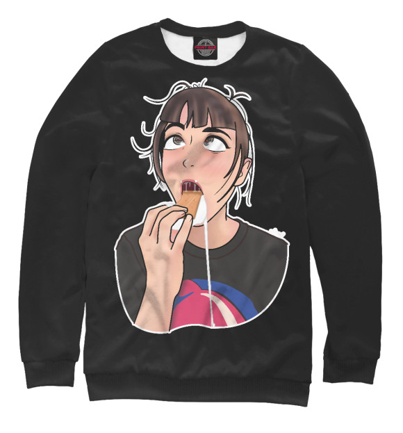 Свитшот для мальчиков с изображением Ahegao Queen цвета Белый