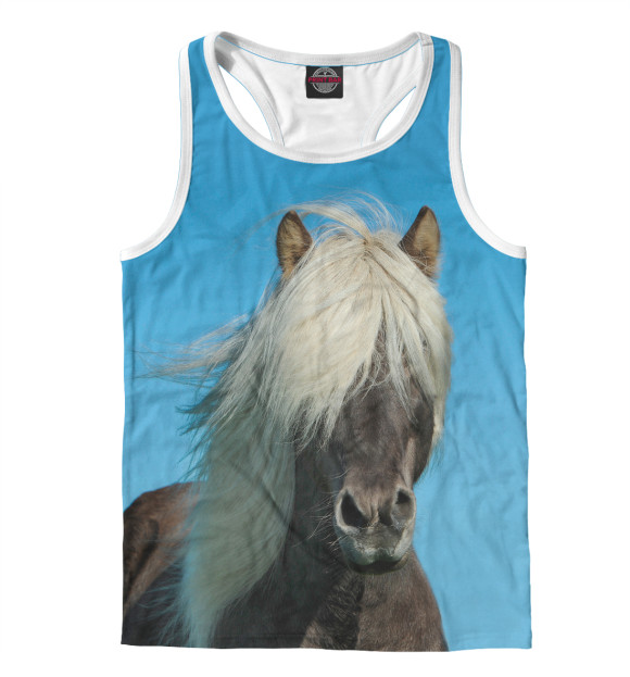 Мужская майка-борцовка с изображением Лошадь цвета Белый