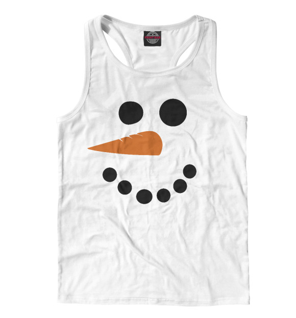 Мужская майка-борцовка с изображением Снеговик минимализм цвета Белый