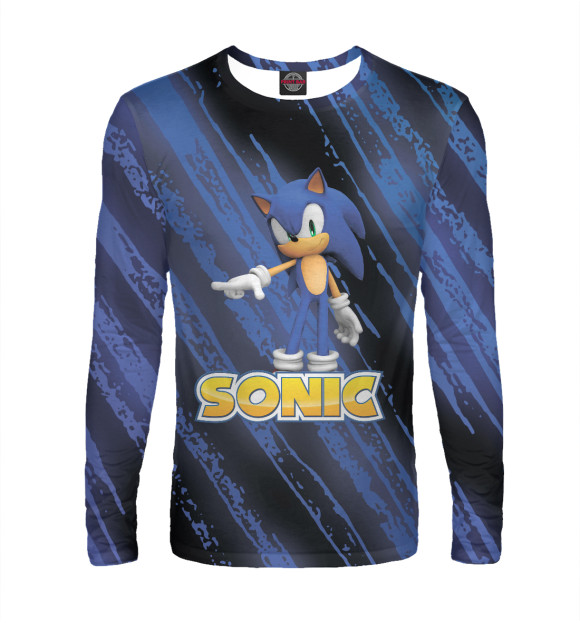 Мужской лонгслив с изображением Sonic цвета Белый