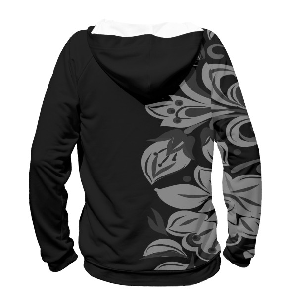 Женское худи с изображением Russia Black&White ornament цвета Белый
