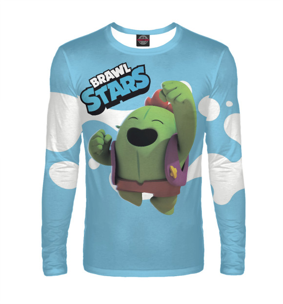 Мужской лонгслив с притом Brawn Stars Spike цвета Белый Мужской лонгслив с изображением Brawn Stars Spike цвета Белый