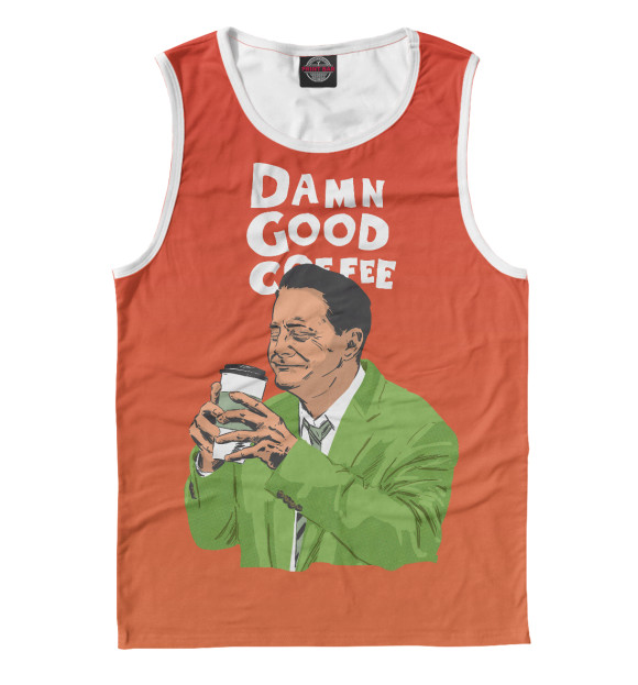 Мужская майка с изображением Damn Good Coffee цвета Белый