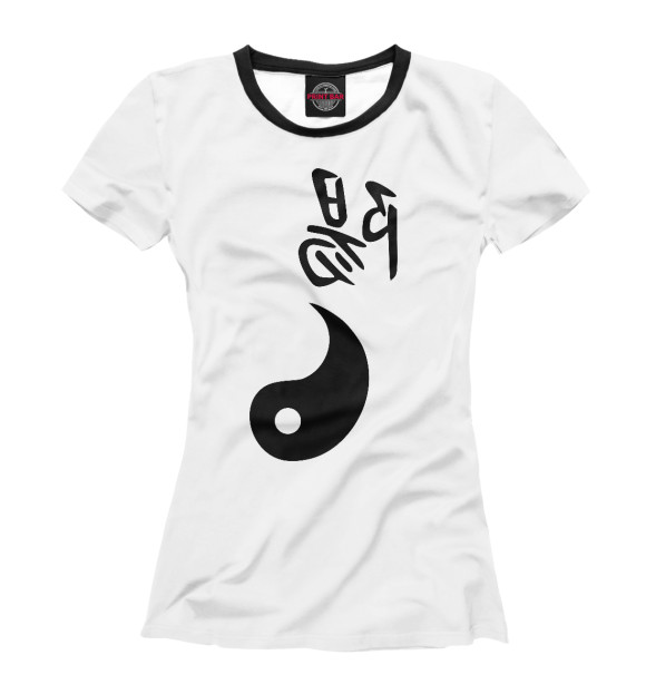 Женская футболка с изображением Инь цвета Белый