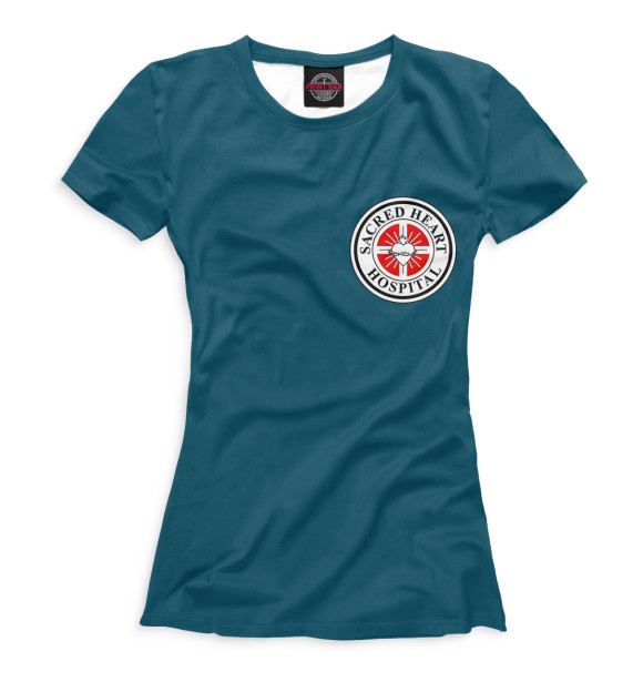 Женская футболка с изображением Клиника Sacred Heart цвета Белый