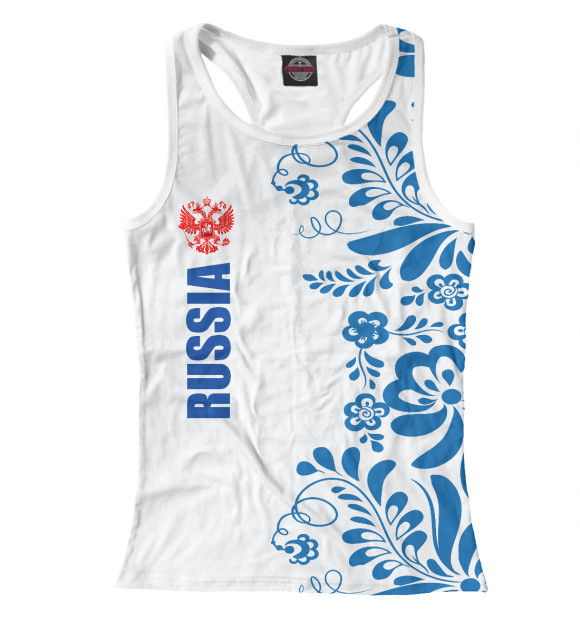 Женская майка-борцовка с изображением Russia цвета Белый