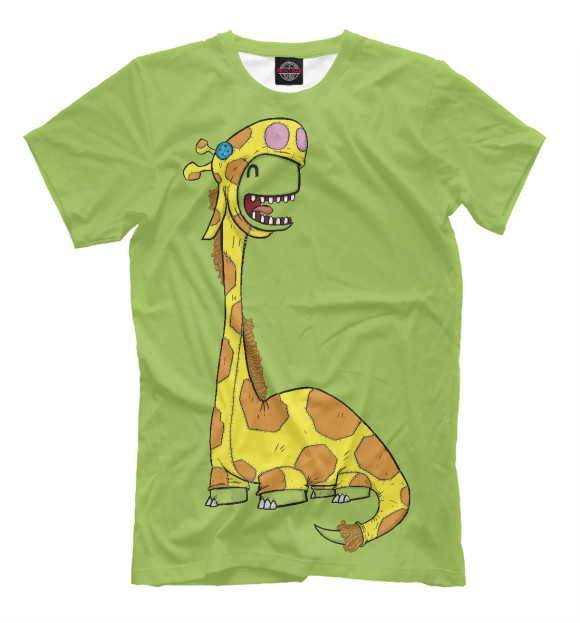 Мужская футболка с изображением Диплодок Жираф цвета Хаки