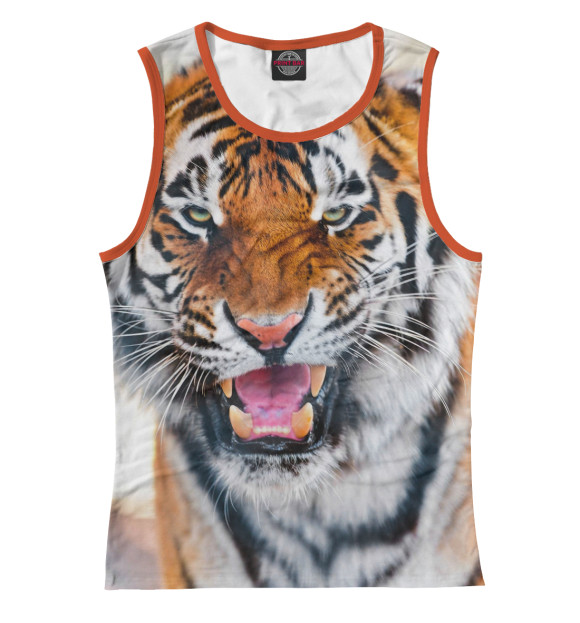Майка для девочки с изображением Тигр цвета Белый