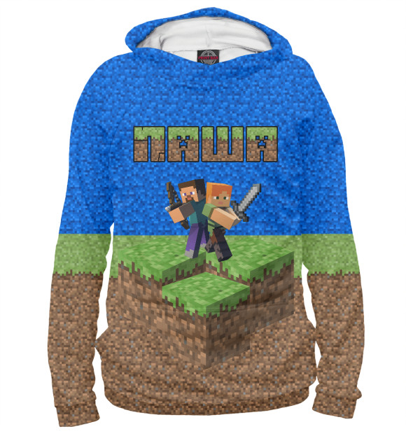 Женское худи с изображением ПАША-MINECRAFT цвета Белый