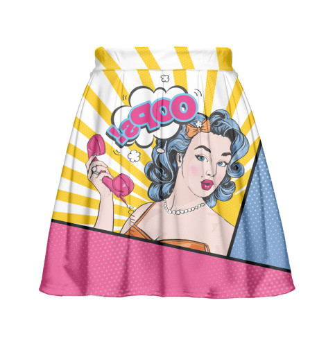

Юбка с мелкими складками Print Bar, Белый, Поп-арт
