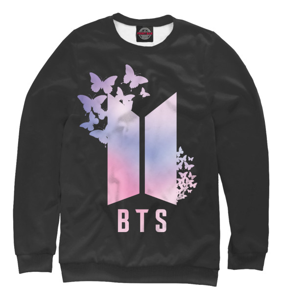 Женский свитшот с изображением BTS цвета Белый