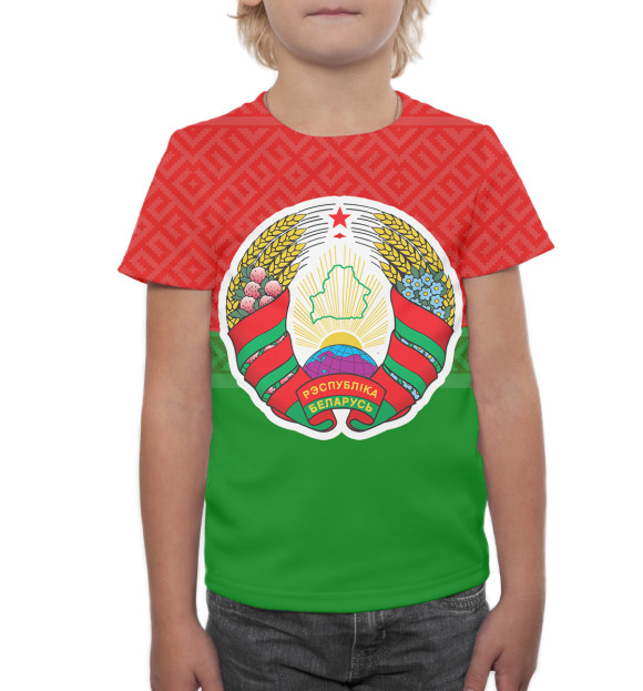 Футболка для мальчиков с изображением Беларусь цвета Белый