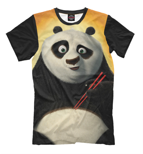 Мужская футболка с изображением Кунг-Фу Панда цвета Черный