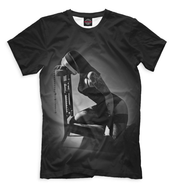 Мужская футболка с изображением Монахиня цвета Черный