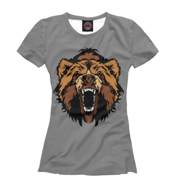 Женская футболка с изображением Злой Медведь цвета Белый