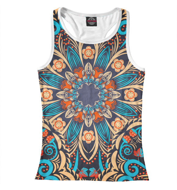 Женская майка-борцовка с изображением Цветочный фрактал цвета Белый