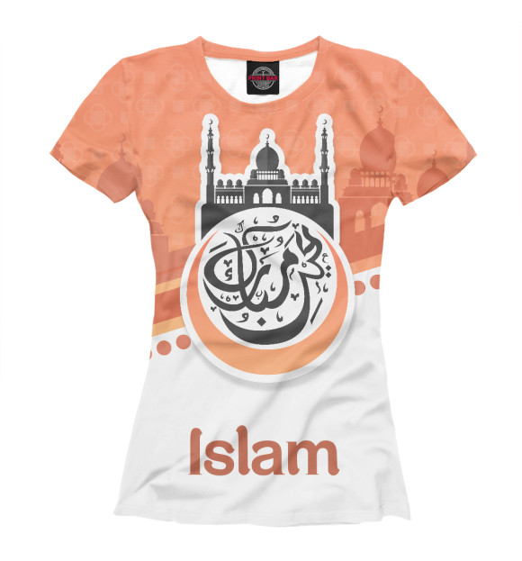 Женская футболка с изображением Eid mubarak цвета Белый