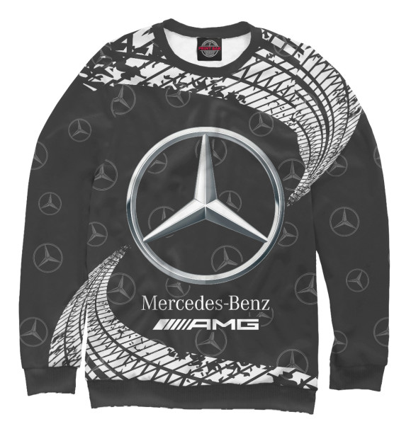 Мужской свитшот с изображением Mercedes / Мерседес цвета Белый