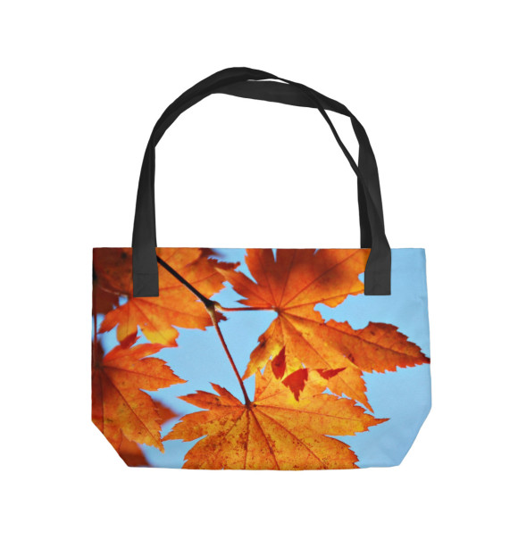 Пляжная сумка с изображением Осенние кленовые листья цвета 