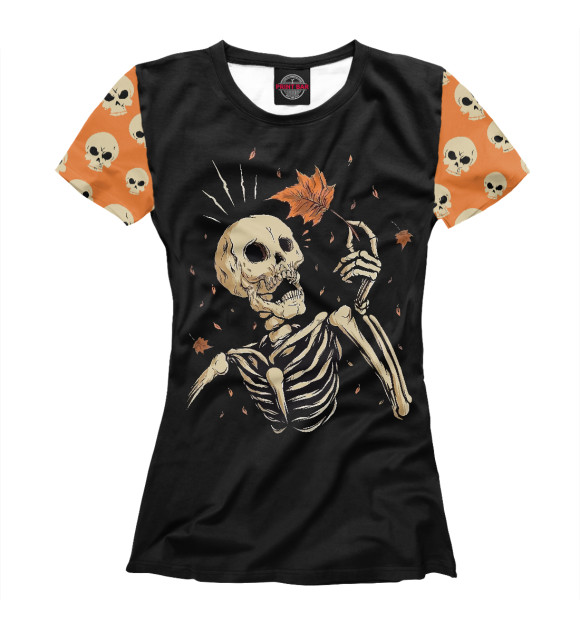 Женская футболка с изображением Skeleton цвета Белый