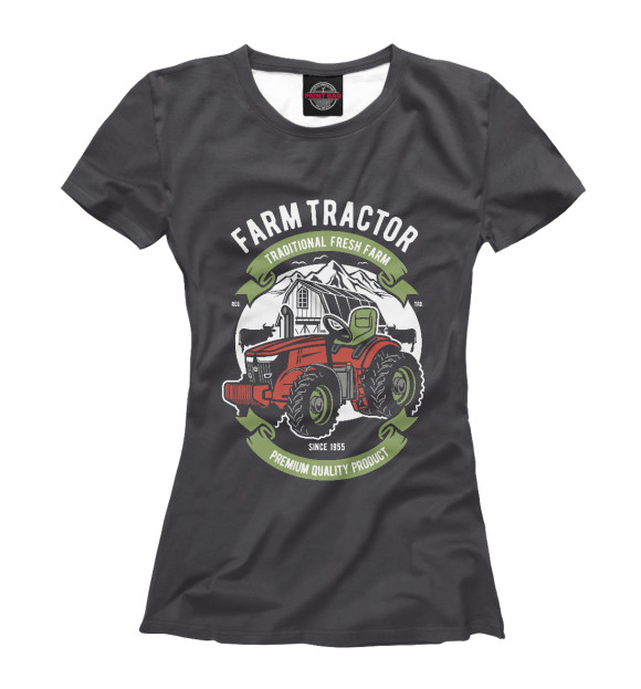 Женская футболка с изображением Трактор цвета Белый
