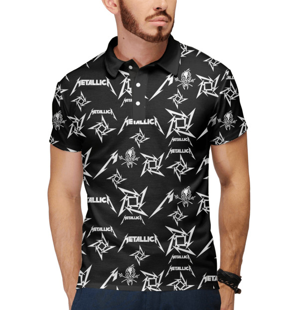 Мужское поло с притом Metallica цвета Белый Мужское поло с изображением Metallica цвета Белый