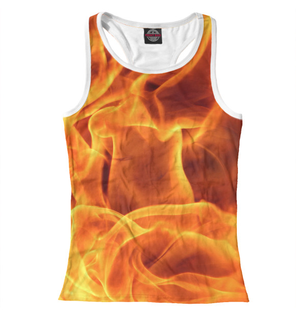 Женская майка-борцовка с изображением Яркий огонь цвета Белый